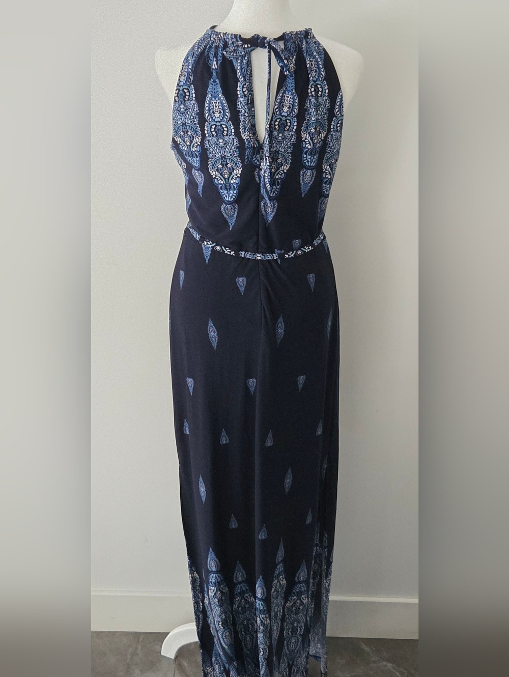 le chateau Navy Blue Strapless Maxi Dress with Paisley Print - Picture 3 of 4